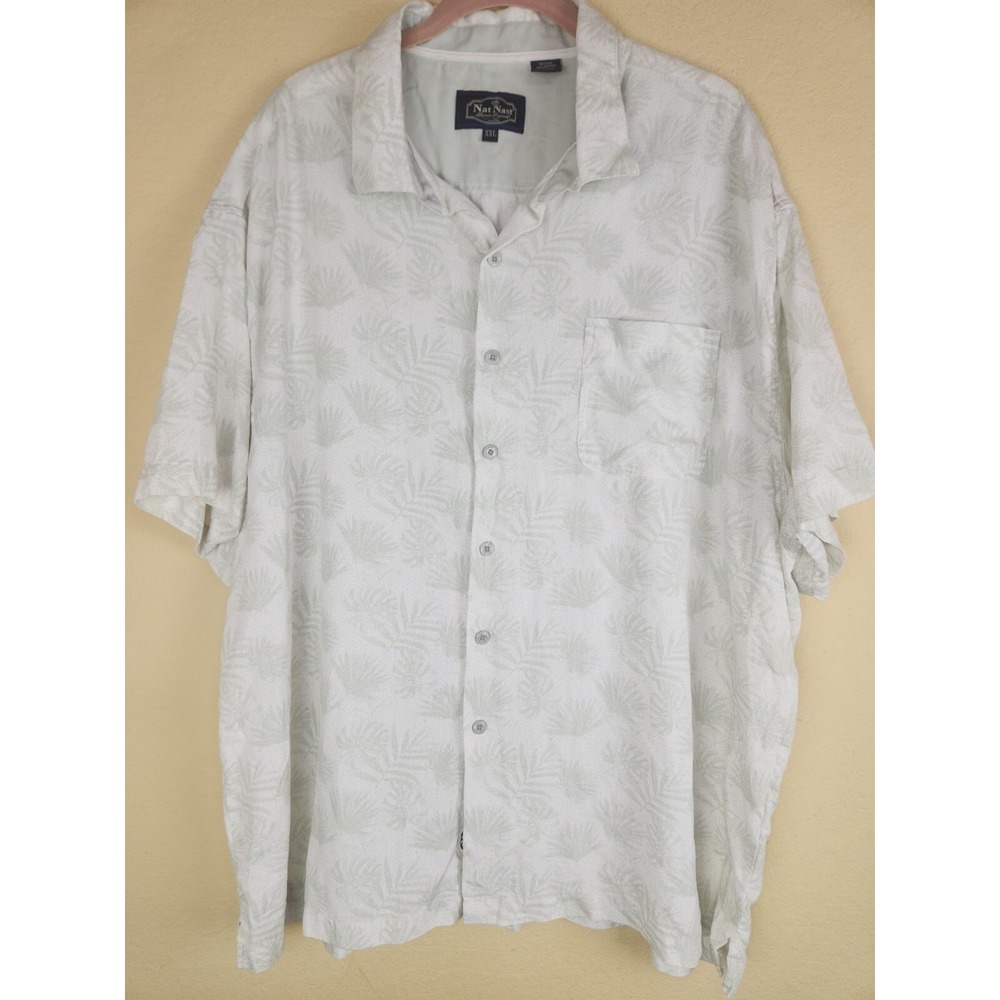 Nat Nast Mens‎ XXL Silk Cotton Palm Leaf resort beach cruise vacation wedding